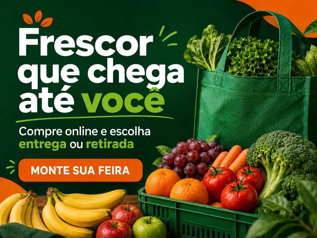 Arte vertical verde com o texto "O peso é conferido na sua frente"